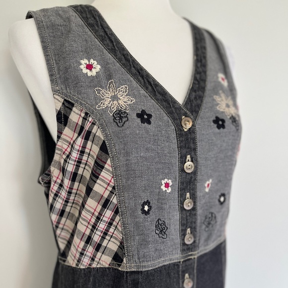 Vintage Black Bobbie Brooks Denim Maxi Button Down Dress / Size S - Picture 4 of 6